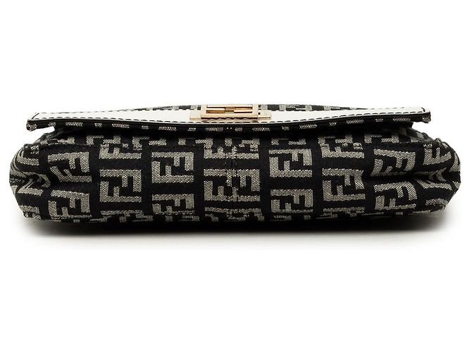 Borsa a tracolla Fendi Zucchino Canvas nera - vista 3