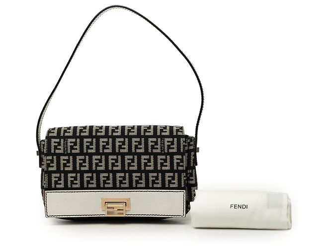 Borsa a tracolla Fendi Zucchino Canvas nera - vista 7