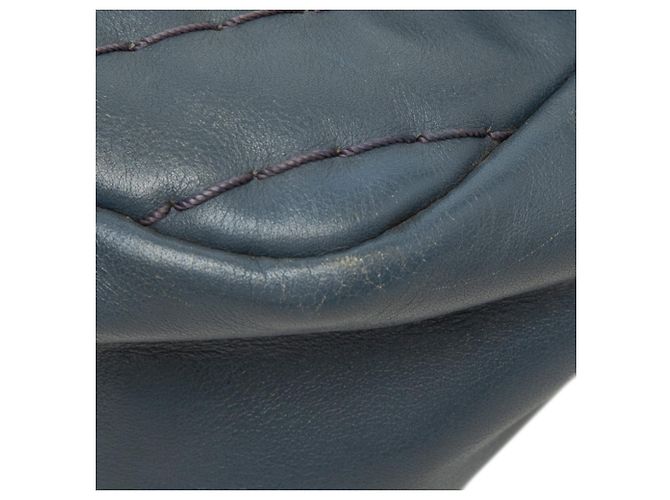 Bolsa de Ombro Chanel Medium Chevron em couro de bezerro com medalhão, Single Flap, Azul - vista 7