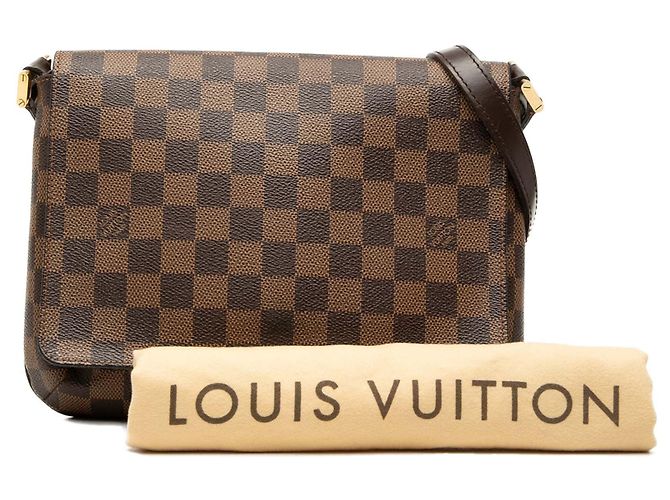 Borsa a tracolla Louis Vuitton Damier Ebene Musette Tango marrone con tracolla corta - vista 8