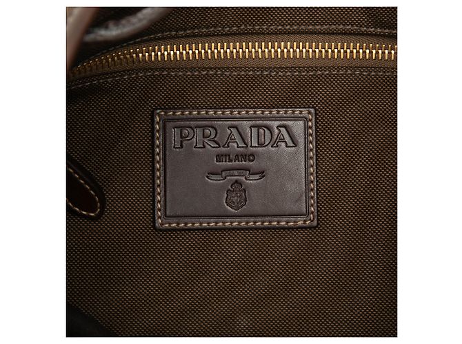 Sac Tote Prada en toile Canapa logo marron - vue 5
