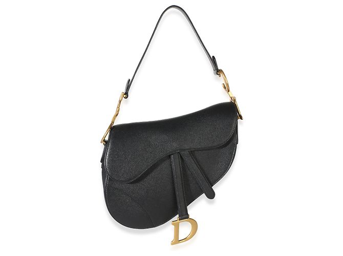 Borsa Saddle Media in pelle di vitello grana nera Christian Dior - vista 5