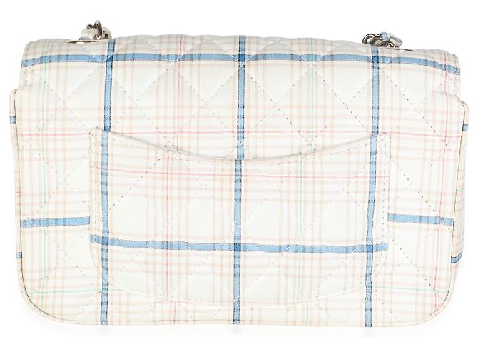 Chanel Mini Rectangular Flap Bag aus weißem multicolorigem Kalbsleder mit Tweed-Print - Ansicht 2