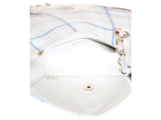 Chanel Mini Rectangular Flap Bag aus weißem multicolorigem Kalbsleder mit Tweed-Print - Ansicht 5