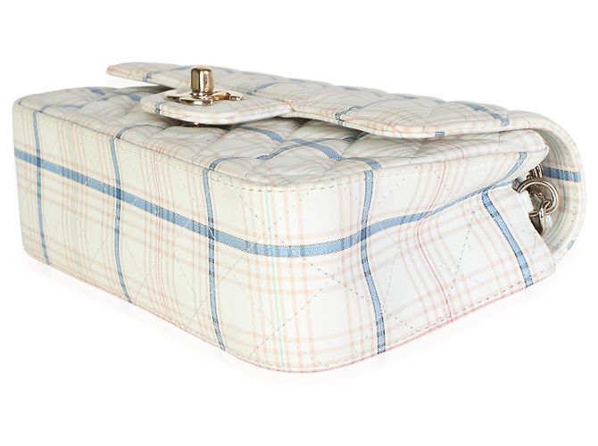 Chanel Mini Rectangular Flap Bag aus weißem multicolorigem Kalbsleder mit Tweed-Print - Ansicht 6
