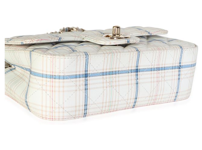 Chanel Mini Rectangular Flap Bag aus weißem multicolorigem Kalbsleder mit Tweed-Print - Ansicht 7