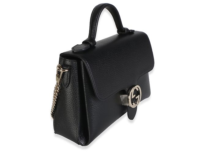 Borsa a tracolla e manico superiore Gucci in pelle di vitello Dollar nera con G intrecciate - vista 4