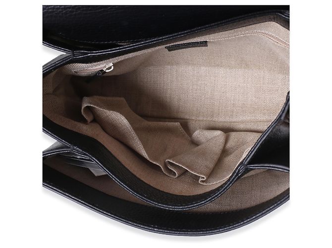 Borsa a tracolla e manico superiore Gucci in pelle di vitello Dollar nera con G intrecciate - vista 5