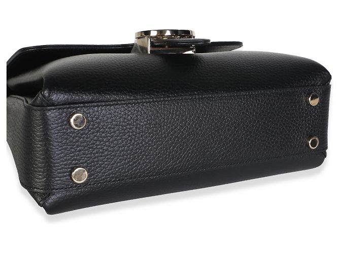 Borsa a tracolla e manico superiore Gucci in pelle di vitello Dollar nera con G intrecciate - vista 7