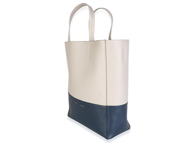 Céline Celine Small Vertical Bi-Cabas Tote in pelle di vitello grana Navy Beige - vista 3