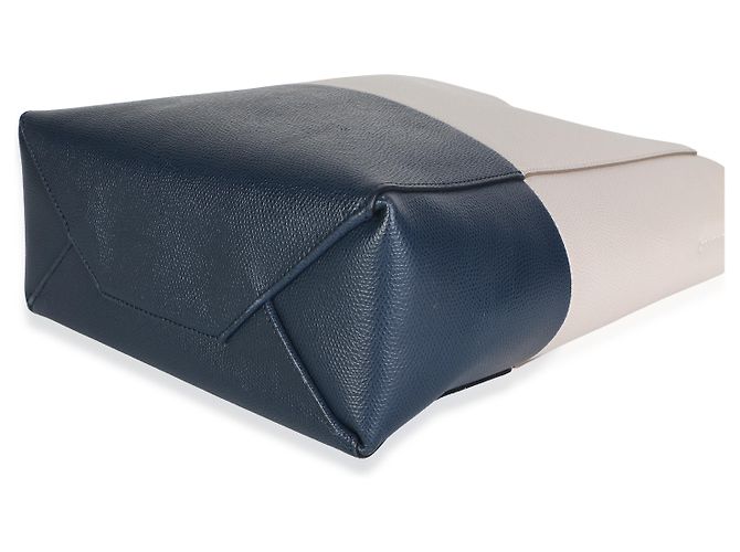 Céline Celine Small Vertical Bi-Cabas Tote in pelle di vitello grana Navy Beige - vista 6