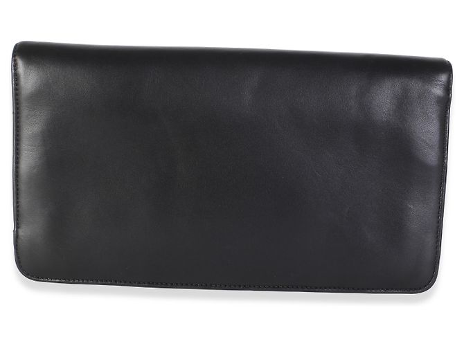 Clutch a patta Chanel in lambskin nero con simbolo della pace in strass - vista 2