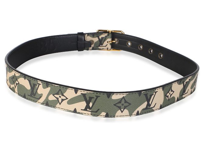 Louis Vuitton x TM Green Beige Monogramouflage Canvas Gürtel 85/34 - Ansicht 4