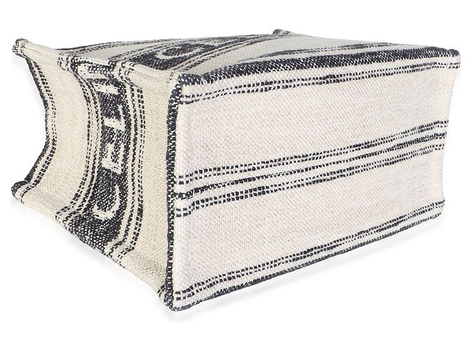 Céline Mini Cabas Thais Celine de jacquard a rayas negro y beige - vista 7