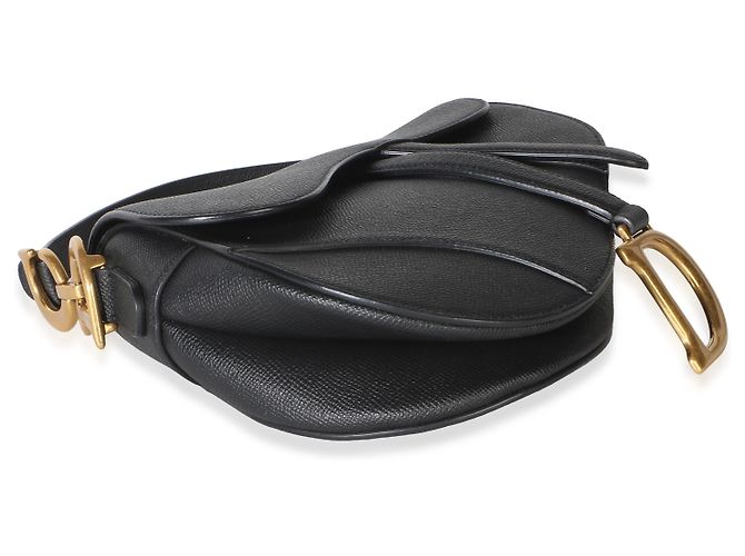 Borsa Saddle Media in pelle di vitello grana naturale nera Christian Dior - vista 2