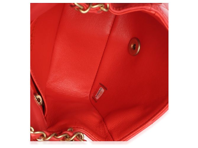 Bolsa Mini Square Flap Chanel em pele de cordeiro acolchoada rosa escuro - vista 5