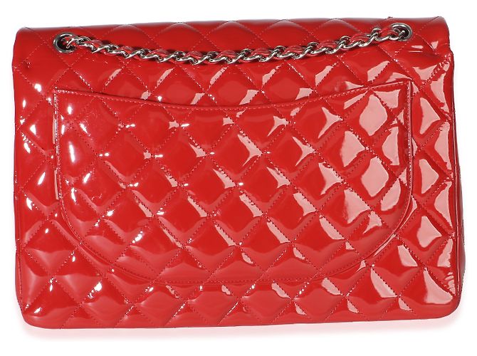 Borsa Chanel Red Quilted Patent Maxi Classic Double Flap Bag - vista 2