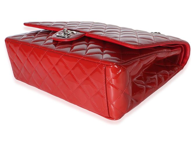Borsa Chanel Red Quilted Patent Maxi Classic Double Flap Bag - vista 7