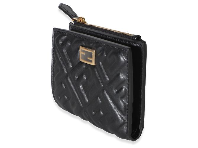Portafoglio compatto Fendi in nappa nero Zucca - vista 3