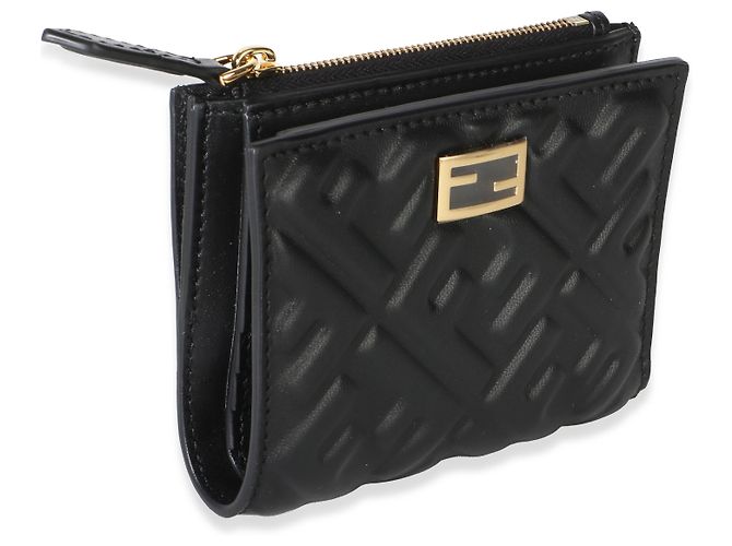 Portafoglio compatto Fendi in nappa nero Zucca - vista 4