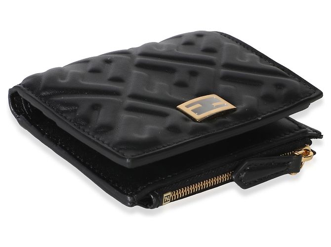 Portafoglio compatto Fendi in nappa nero Zucca - vista 7