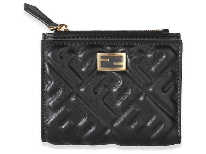 Portafoglio compatto Fendi in nappa nero Zucca - vista 8