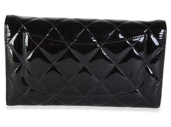 Cartera Long Flap Chanel de charol acolchado negro CC - vista 2