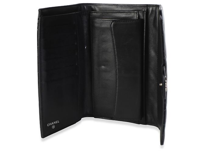 Cartera Long Flap Chanel de charol acolchado negro CC - vista 5