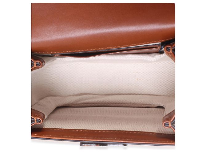 Borsa Gucci Camel GG Supreme Canvas Crystal Mini Bamboo 1947 Top Handle - vista 5