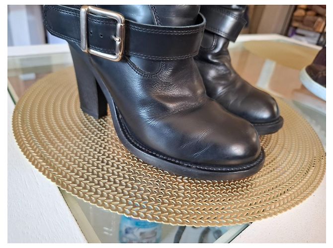 Botas altas de cuero negro Chloé con tacón bloque - vista 14