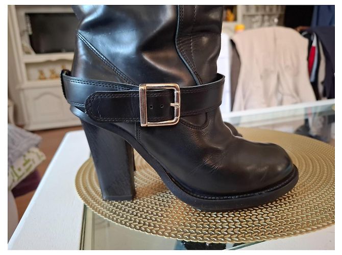 Botas altas de cuero negro Chloé con tacón bloque - vista 15
