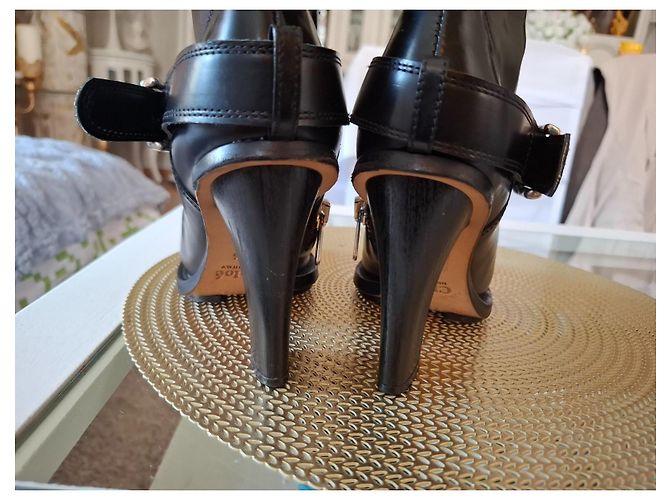 Botas altas de cuero negro Chloé con tacón bloque - vista 17