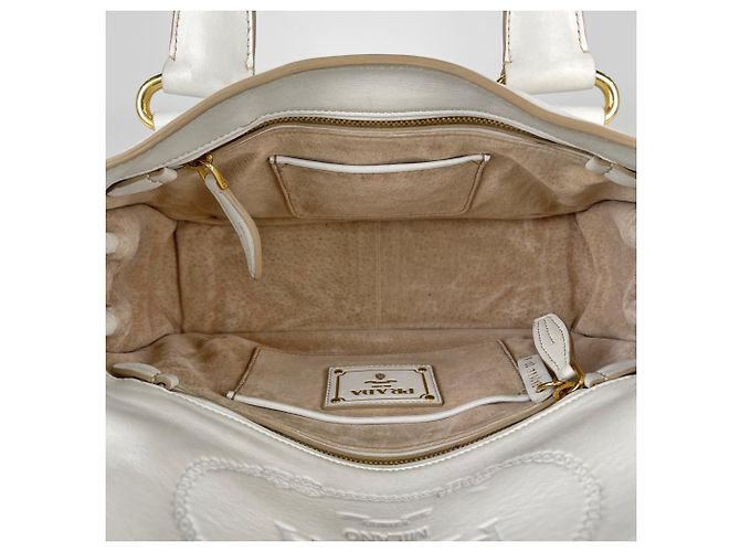 Borsa a mano Prada in pelle bianca - vista 10