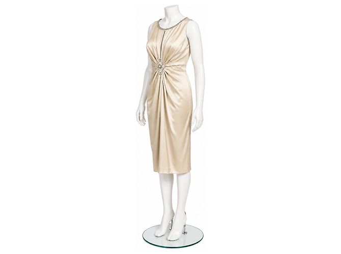 Jenny Packham Abito midi Jane in seta impreziosito - Champagne - vista 2