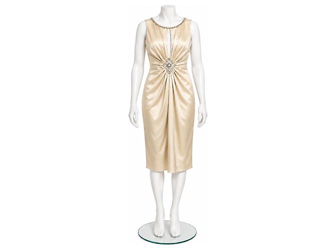 Jenny Packham Abito midi Jane in seta impreziosito - Champagne - vista 3