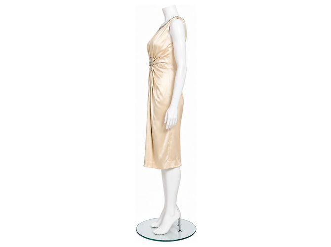 Jenny Packham Abito midi Jane in seta impreziosito - Champagne - vista 4