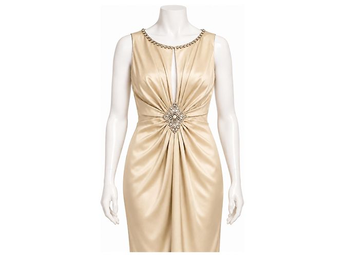 Jenny Packham Abito midi Jane in seta impreziosito - Champagne - vista 6