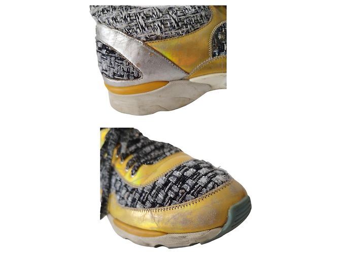 Chanel Sneakers Supermarket in Tweed e Pelle Gialla - vista 12