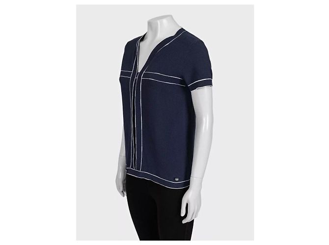 T-shirt in cotone blu Chanel Sz.38 usata - vista 2