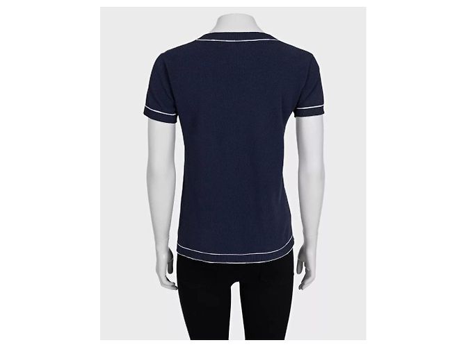 T-shirt in cotone blu Chanel Sz.38 usata - vista 3