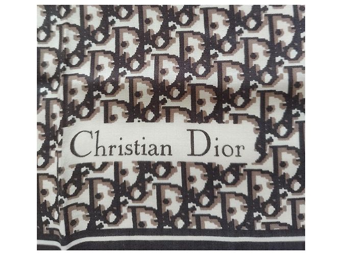 Lenço de seda Dior Monogram castanho e bege - vista 2