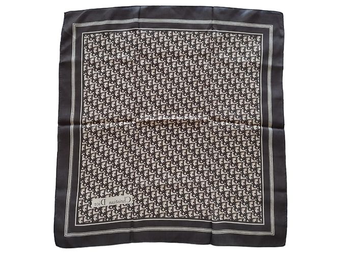Lenço de seda Dior Monogram castanho e bege - vista 3