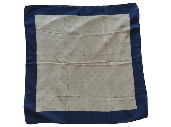 Lenço de seda monograma Christian Dior - Azul e Bege - vista 4