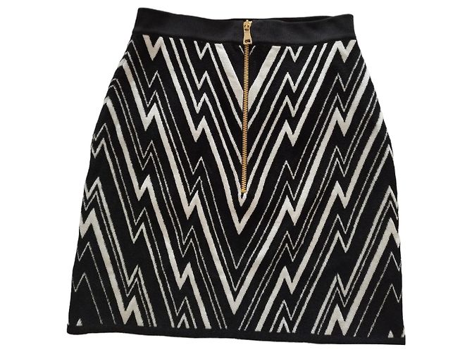 Balmain Gonna Corta Zigzag Nera e Bianca - vista 2
