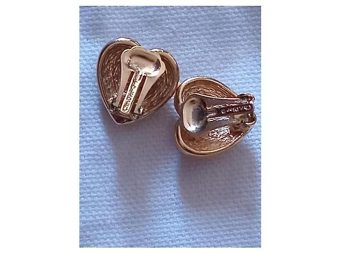 Dior orecchini a cuore perle e strass dorati - vista 9