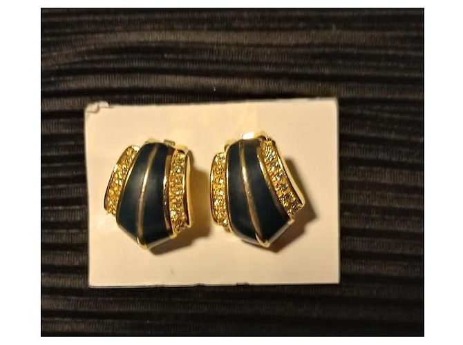 Christian Dior orecchini in oro e smalto blu - vista 9