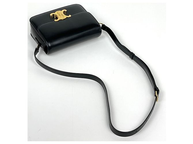 Céline Borsa a spalla Celine CELINE Teen Triomphe in pelle nera - vista 7