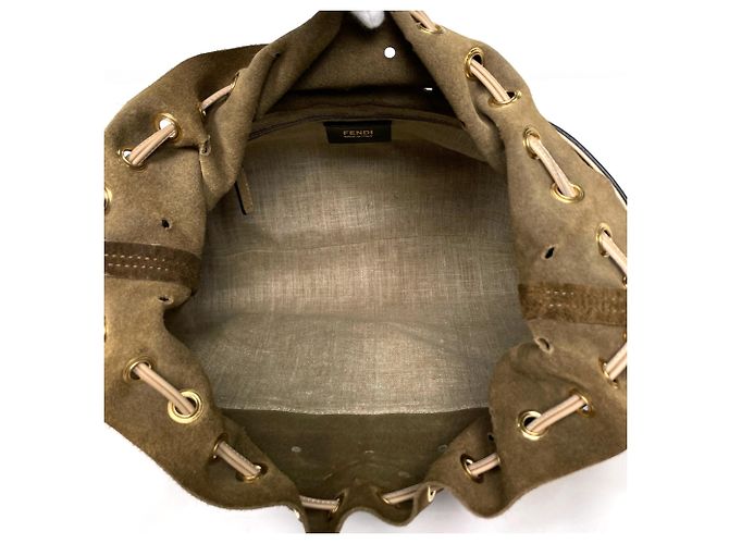 Fendi Handtasche aus braunem Leder und Wildleder - Ansicht 8