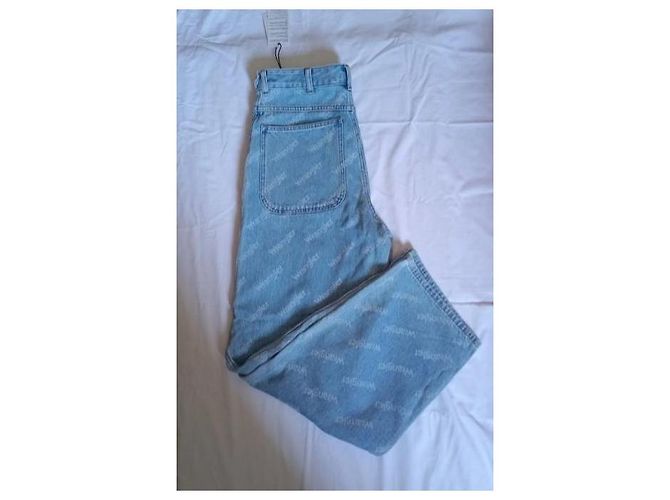 Autre Marque Wrangler Jean Barrel High Rise Monograma en Denim Azul - vista 3