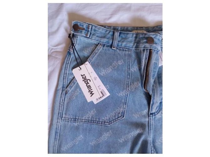 Autre Marque Wrangler Jean Barrel High Rise Monograma en Denim Azul - vista 4